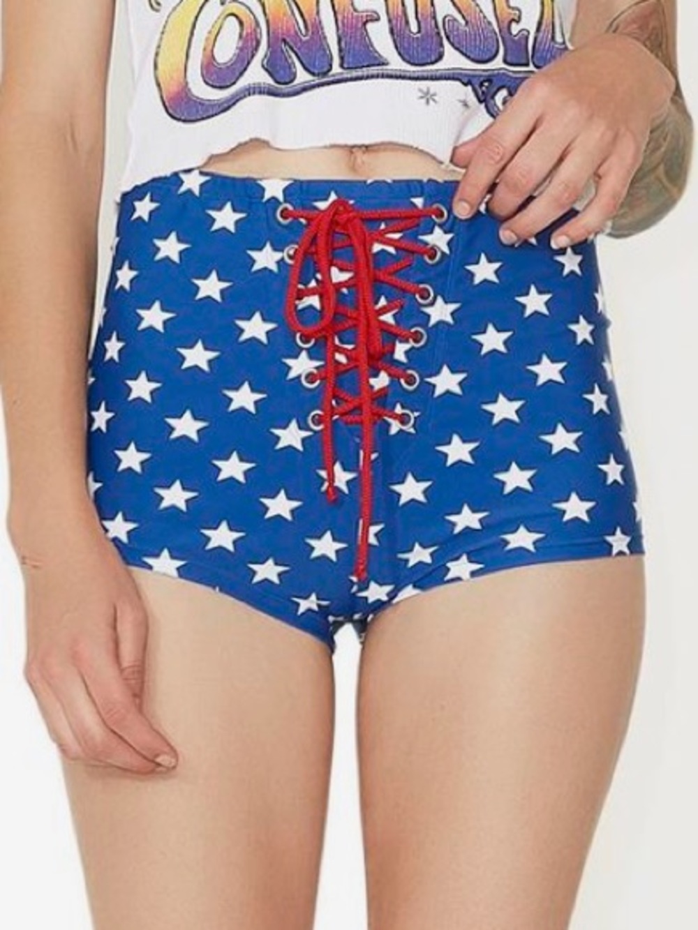 Dollskill Current Mood Salute Yourself Lace-Up Shorts